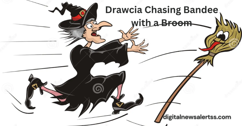 Drawcia Chasing Bandee with a Broom